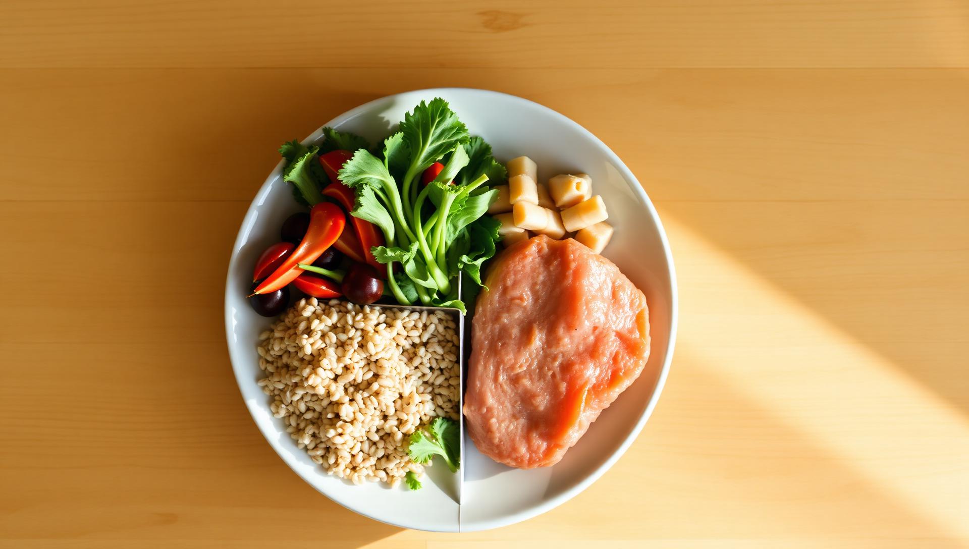 Plato dividido según el método saludable